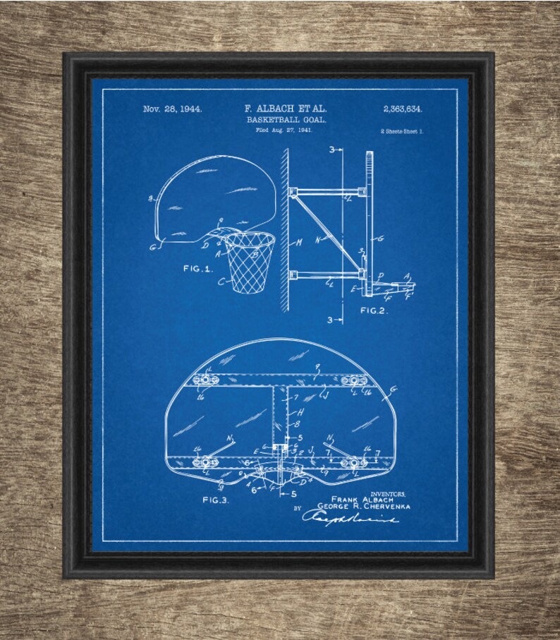 Basketball Blueprint Set of 6 Patents Basketball Printable Etsy