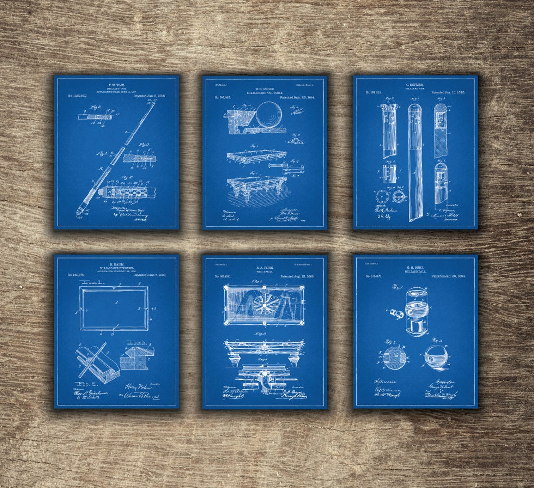 Billiards Blueprint Patent, Blueprint Billiard Print, Blueprint Patent ...