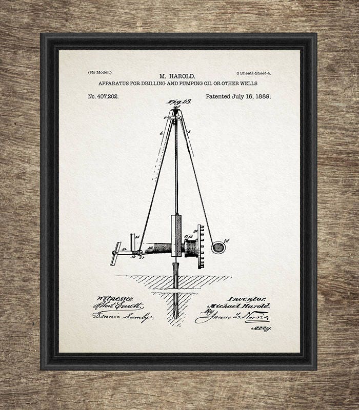 Oil Drilling Rig Decor Oil Drilling Poster Oil Rig Patent Etsy UK