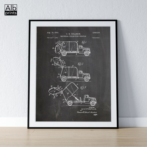 Garbage Truck Poster, Truck Driver Gift, Industrial Art, Garbageman Gift, Sanitation Worker Gift - DIGITAL DOWNLOAD -