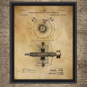 Tesla Print Set of 6 Inventions, Tesla Blueprint, Tesla Art Decor ...