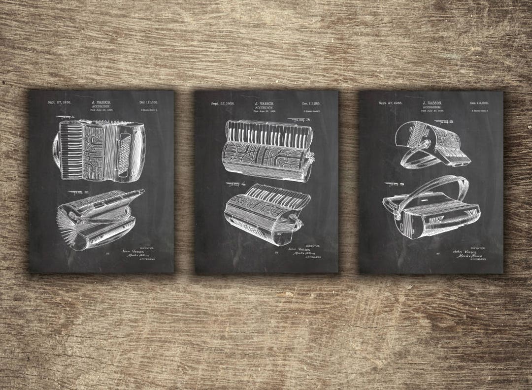 Accordion Patent Accordion Poster Accordion Musical Etsy