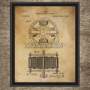 Tesla Print Set of 6 Inventions, Tesla Blueprint, Tesla Art Decor ...