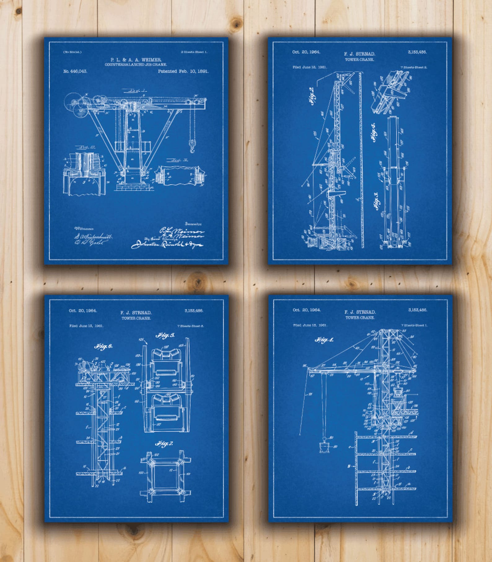 Jib Crane Blueprint Tower Crane Blueprint Patent Blueprint Etsy