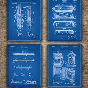 Impresión de sacapuntas, impresión de grapas, regalo de oficina para hombres, decoración de oficina, decoración de oficina divertida, juego de 4 planos - DESCARGA INSTANTÁNEA -