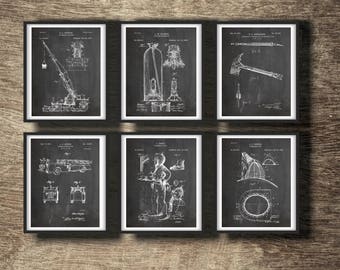 Firefighter Decor Set of 6 Posters | Firefighter Set of 6 Patents | Firefighter Art| Firefighter Decor | Firefighter Prints INSTANT DOWNLOAD