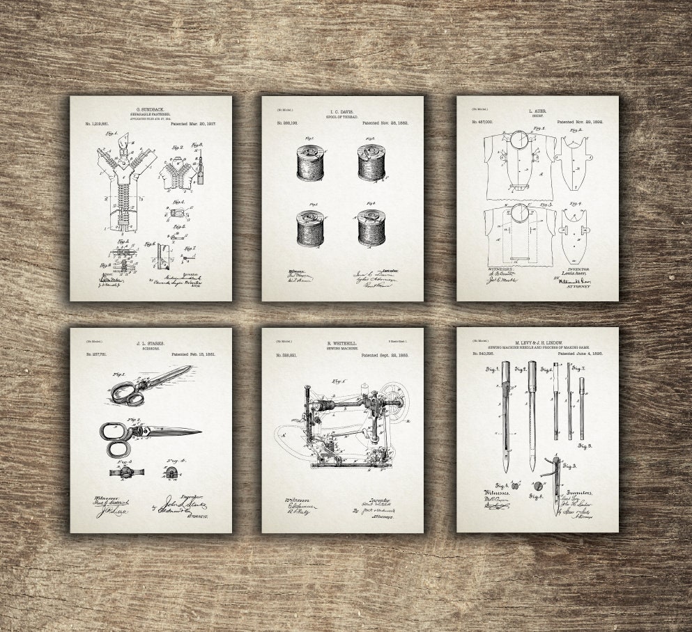 Craft Room Wall Art, Sewing Wall Decor, Sewing Machine, Sewing Process, Fashion Gift Idea Set of 6 Posters - INSTANT DOWNLOAD -