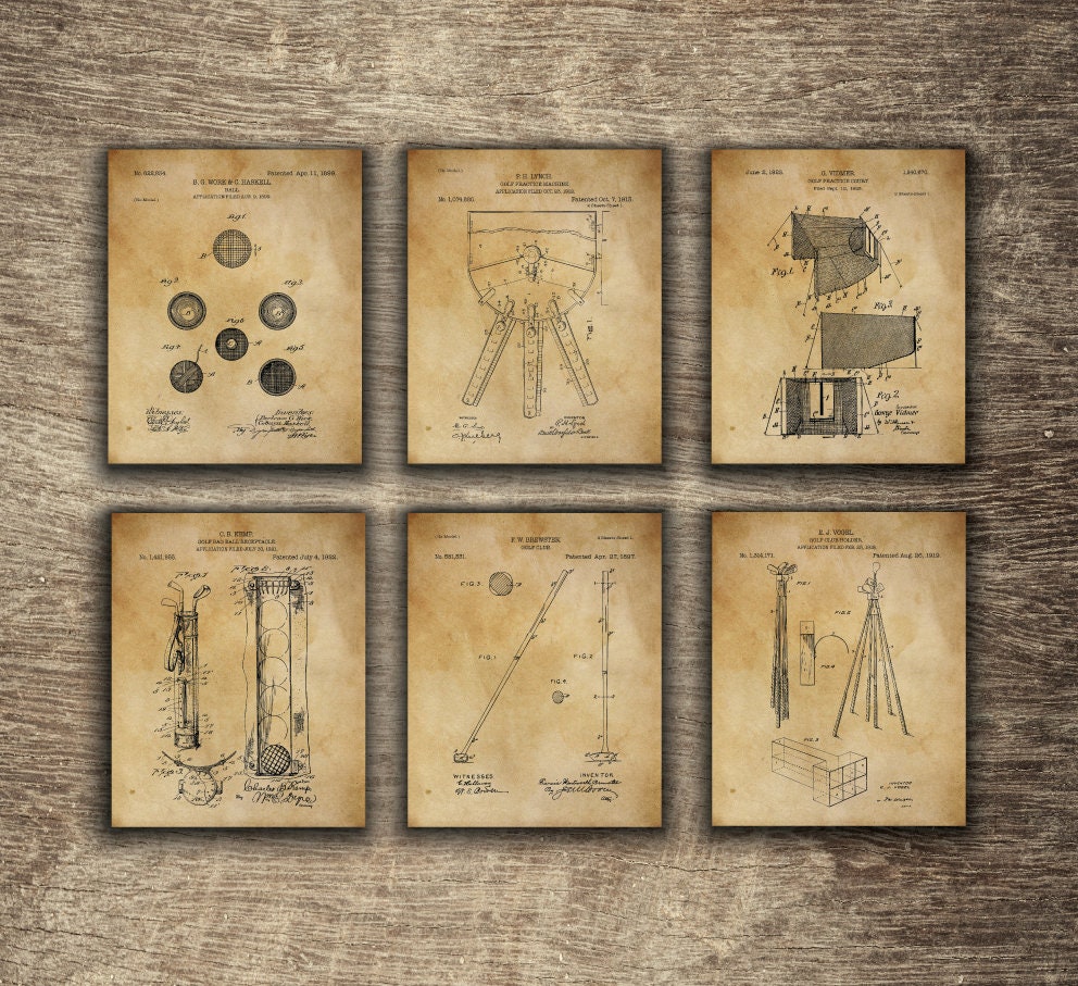 Vintage Golf Decor Set of 6 Prints Golf Wall Decor Golf Etsy