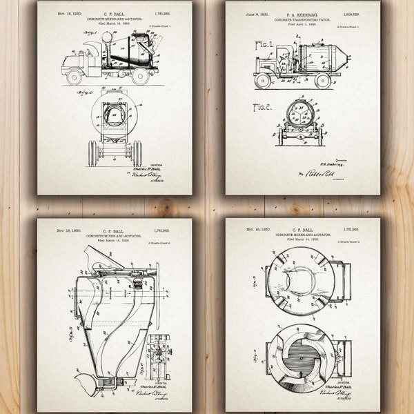 Concrete Mixer Patent, Construction Art Decor, Concrete Truck Poster, Cement Truck, Truck Gifts, Construction Machinery - INSTANT DOWNLOAD -