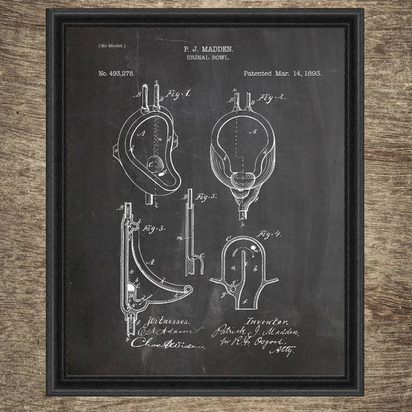 Urinal Bowl Patent | Urinal Bowl Print | Bathroom Patent Print | Bathroom Blueprint | Toilet Print | Urinal Bowl INSTANT DOWNLOAD