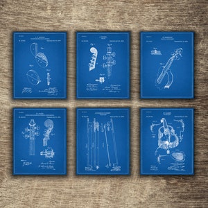 Music Blueprints, Vintage Blueprints, Blueprint Patent, Blueprint Poster, Violin Blueprint Group of 6 Designs - INSTANT DOWNLOAD -