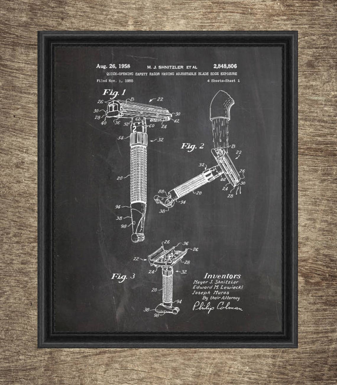 Bathroom Patent Print Set of 4 Razor Patent Illustration | Etsy