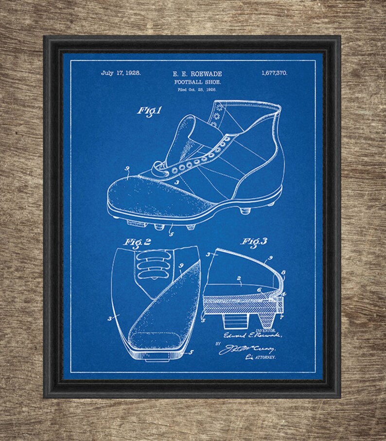 Football Blueprint Set of 6 Patentsfootball Prints Football - Etsy