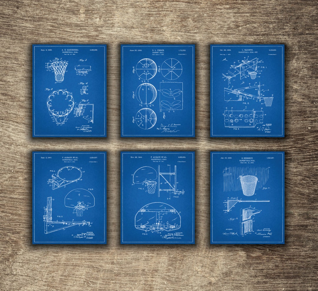 Basketball Blueprint Set of 6 Patents, Basketball Printable, Basketball ...
