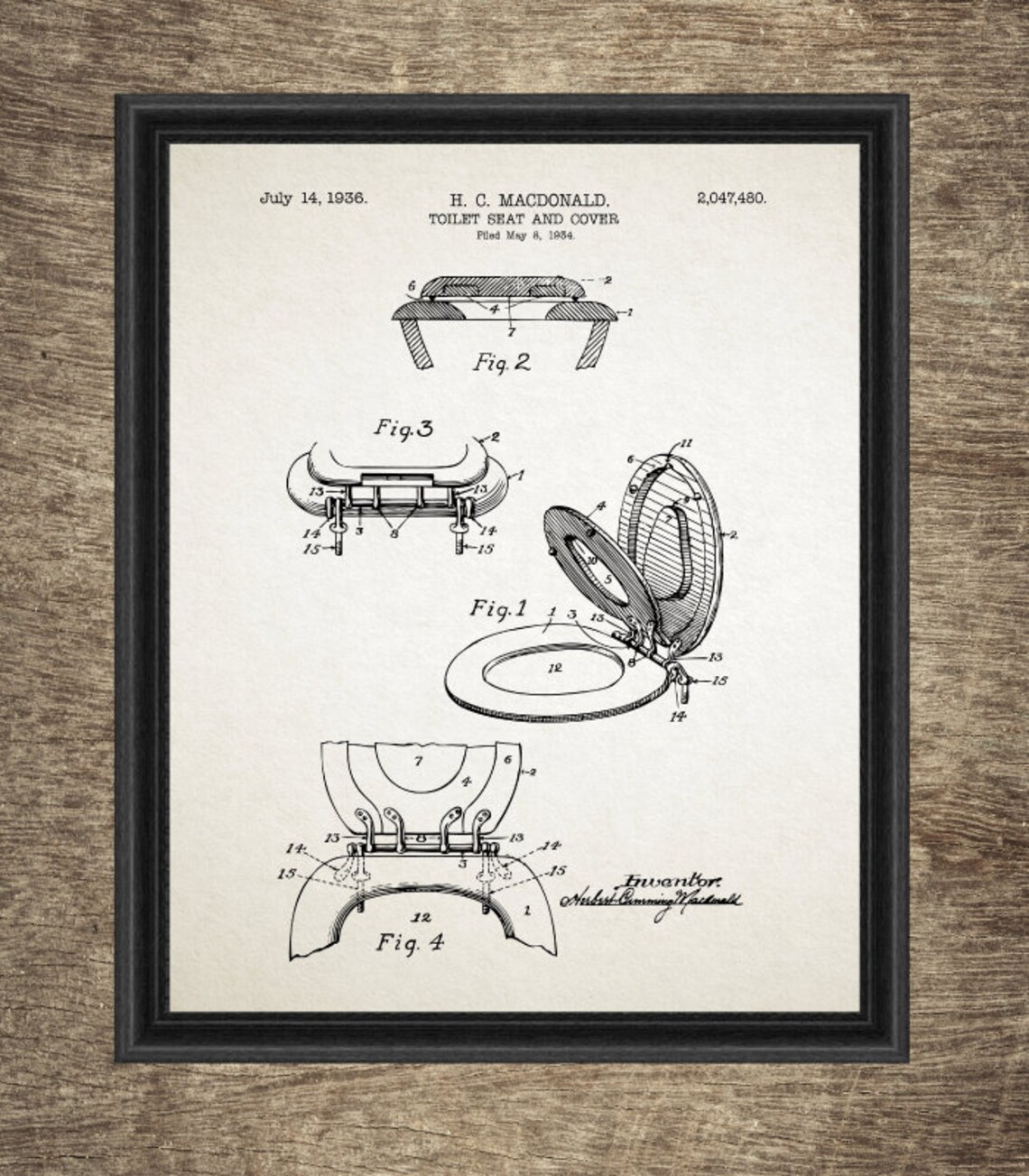 Bathroom Patent Printable Toilet Art Decor Water Closet | Etsy