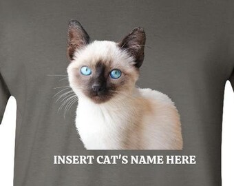 Camiseta personalizada para gatos - Camiseta de gato siamesa - Camisa de gato personalizada para gato Mamá unisex Amante del gato Camiseta retrato de mascota Camisetas camisetas
