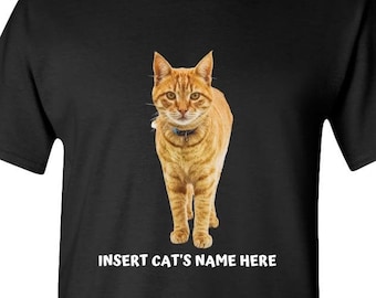 Custom Cat's Name Shirts Orange Tabby Tees Camisa de gato personalizada para Cat Mom Unisex Cat Lover T Shirt -Pet Portrait Cat Name T-shirt Tshirt