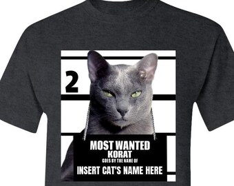 Korat Cat Tee Personalizado Más Buscado Gato Adulto Unisex Camiseta camiseta camiseta – Regalo personalizado divertido personalizado para los amantes de los gatos - Regalo cat mom