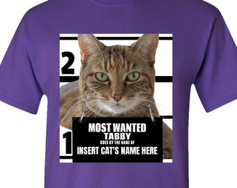 Tabby Gato Camiseta Personalizada Más Buscado Gato Adulto Unisex Tees Camiseta camiseta - Personalizado divertido regalo personalizado para los amantes del gato - gato mamá regalo