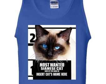 Camiseta sin mangas unisex personalizada con diseño de gato siamés - Camisetas sin mangas personalizadas con diseño de gatito siamés - Los gatos más buscados - Ideas de regalo para amantes de los gatos marrones Camisetas sin mangas personalizadas
