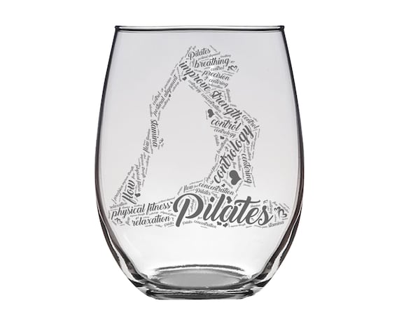 Pilates Wine Glass - Pilates Laser Engrave Wine Glass - Pilates Glassware Collection - Pilates Gift Ideas