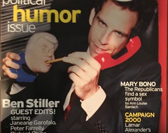 Revista George, portada de Ben Stiller, agosto de 1999, número de humor político, JFK Jr.