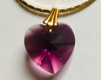 14mm amatista corazón cristal piedra de nacimiento collar 18"