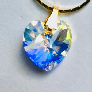 14mm Aurora Borealis Heart Crystal Birthstone Necklace 18”