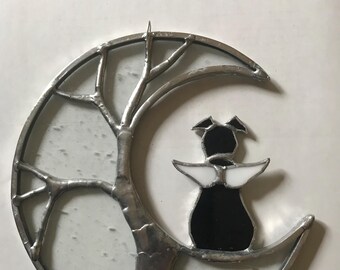 Árbol de la Vida conmemorativo de vidrieras de 6 pulgadas con forma de perro con alas.