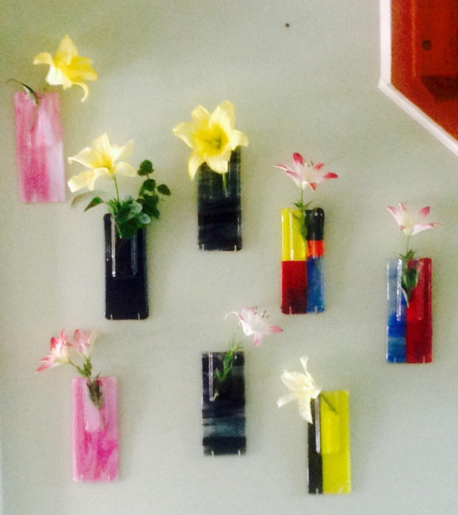 Fused Glass Wall Vases Etsy
