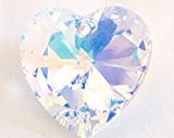 Atrapasueños de cristal en forma de corazón Aurora Boreal de Swarovski Elements de 28 mm