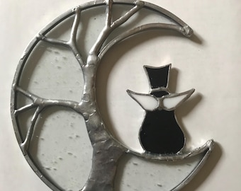 Árbol de la Vida conmemorativo con forma de gato alado de vidriera de 15 cm (6 pulgadas)