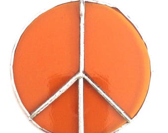 Atrapasueños con signo de la paz de vidrieras de 3"