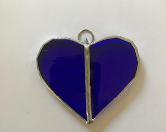 Corazón azul de vidriera de 2 pulgadas