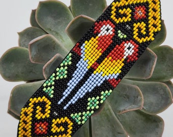 Sacred Parrot Bracelet /  Traditional Weaved Bracelet / Animal theme jewelry / Beaded Bracelet / Bohemian jewelry / Ayahuasca jewelry