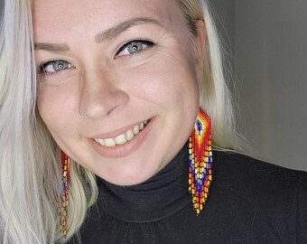 INANNA beaded earrings / Beading art / Traditional / Boho / Beadwork / Hippie style / Bohemian jewelry / Meaningful / Gift for her