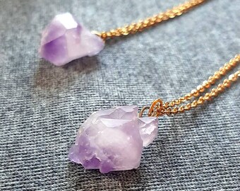 RHEA necklace / Amethyst / Gold or Silver / Dainty Crystal pendant / Cute / Necklace / Crystal / February Birthstone / Gift / Gemstone