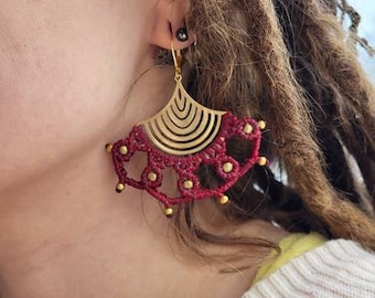 Shanti macrame earrings / Colorful woven earrings / Knotted Macrame jewelery / Fabric earrings / Festival earrings / Boho / Gipsy earrings