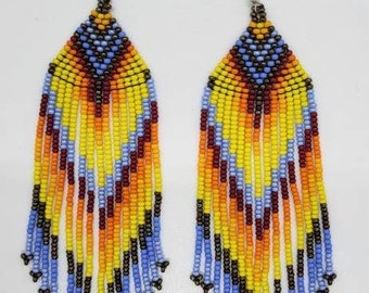 SELENE beaded earrings / Beading art / Traditional / Boho / Big earrings / Festival / Summer / Bohemian jewelry / Gift for her