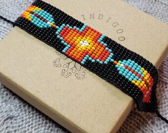 CENTER - Ceremonial Bracelet /  Traditional Weaved Bracelet / Sacred jewelry / Beaded Bracelet / Bohemian style / Geometric