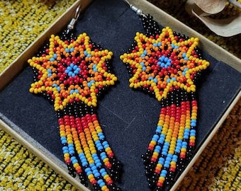 MANDALA beaded earrings / Beading art / Traditional / Boho / Native American / Hippie style / Bohemian jewelry / Meaningful / Gift for her