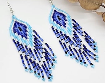 INANNA beaded earrings / Beading art / Traditional / Boho / Beadwork / Hippie style / Bohemian jewelry / Meaningful / Gift for her