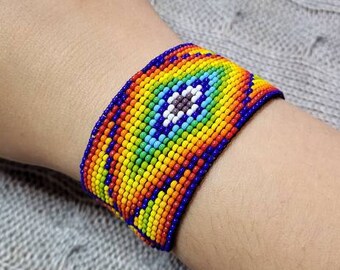 UNITY - Ceremonial Bracelet /  Traditional Weaved Bracelet / Sacred Ayahuasca jewelry / Beaded Bracelet / Bohemian style / Geometric