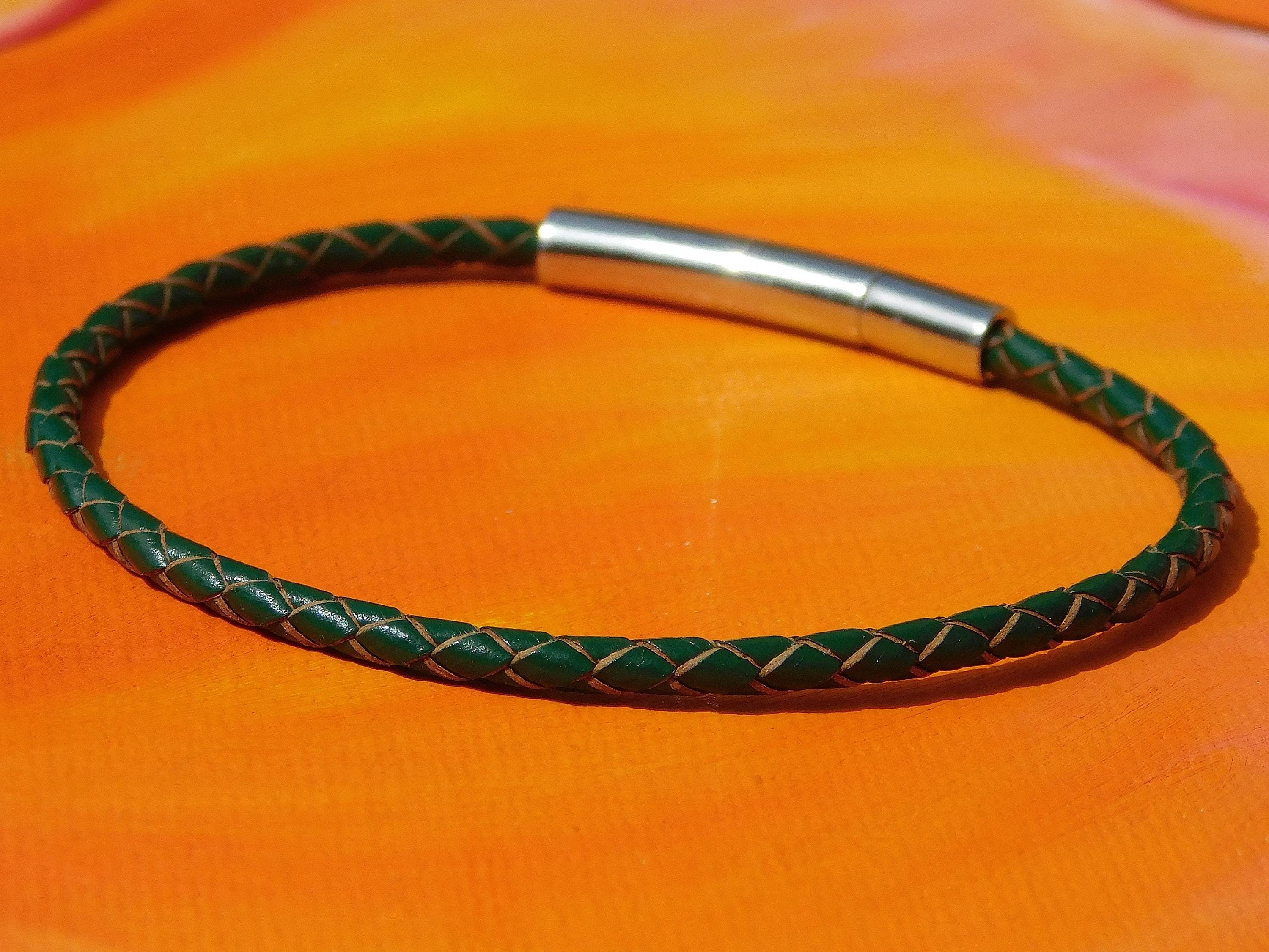 Da Uomo/ Donna 3mm Marrone Intrecciato Pelle & Acciaio Inox