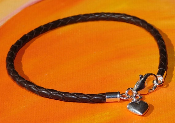 Para Hombre//Damas 4mm azul de cuero trenzado y acero inoxidable pulsera por Lyme Bahía Arte