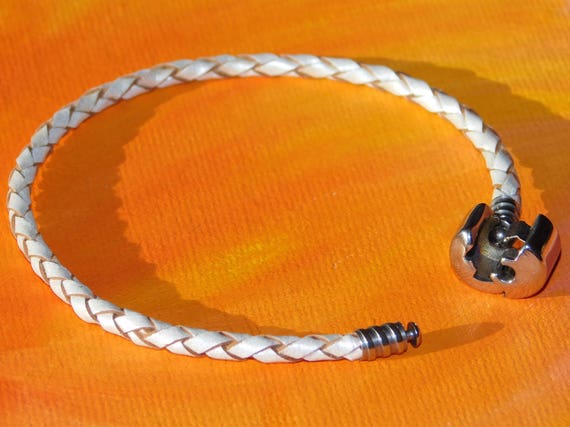 Bracciale In Pelle Con Chiusura In Argento Sterling - Cordoncino - Foto 4