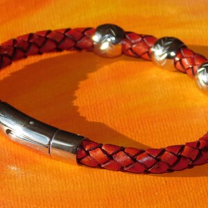 Lyme Bay Art Handmade Brown Braided Leather & Stainless Steel Bracelet – 6mm