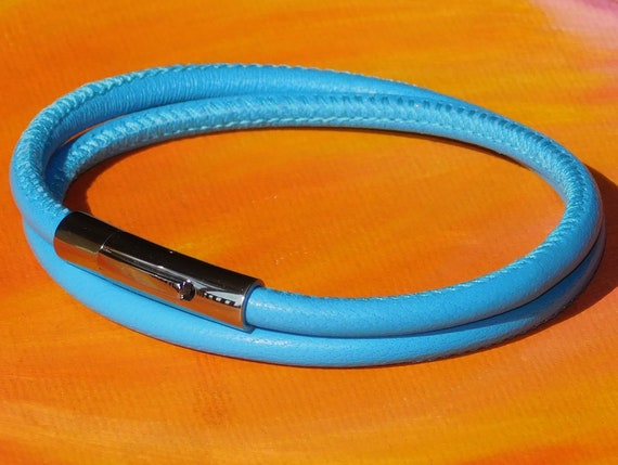 Bracciale Unisex In Pelle Nappa Marrone E Acciaio Inox 4mm – Lyme Bay Art, Fatto A Mano (UK)