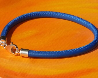 Da Uomo/ Donna 4mm Naturale pelle Nappa & Acciaio Braccialetto By Lyme