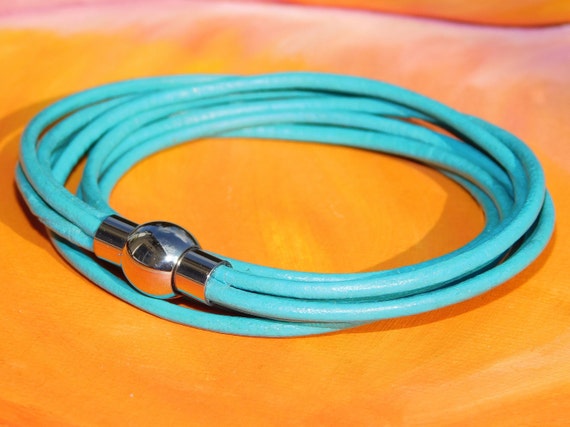 Ladies Womens Turquoise Leather Multi-strand, Wraparound